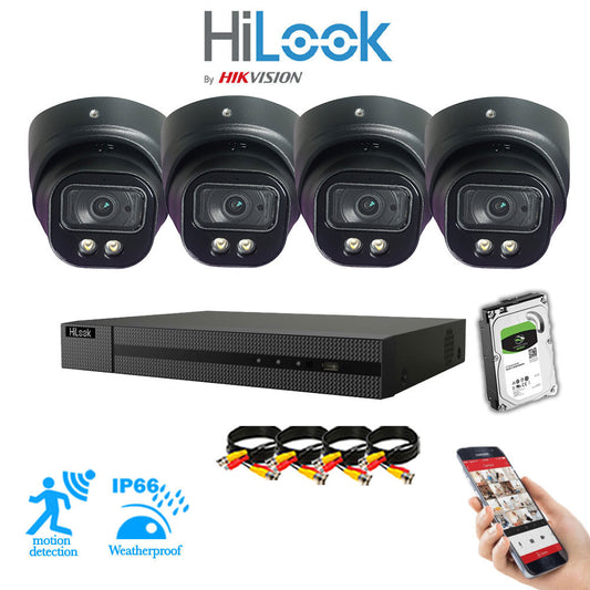 Full IP CCTV System 8MP Kit 4CH Hilook NVR Hizone Black Cameras and HDD Special Offer