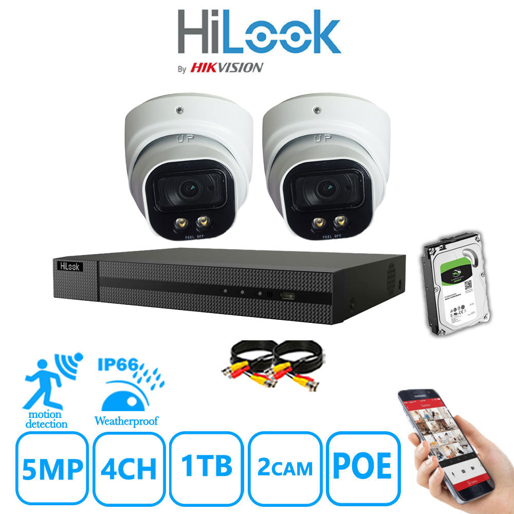 Full IP CCTV System 5MP Kit 4CH Hilook NVR Hizone White Cameras and HDD Special Offer