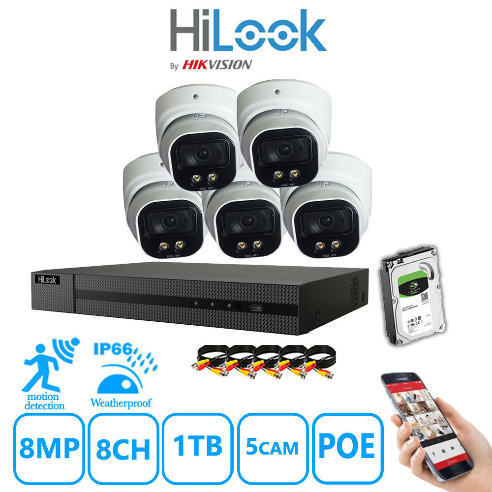 Full IP CCTV System 8MP Kit 8CH Hilook NVR Hizone White Cameras and HDD Special Offer