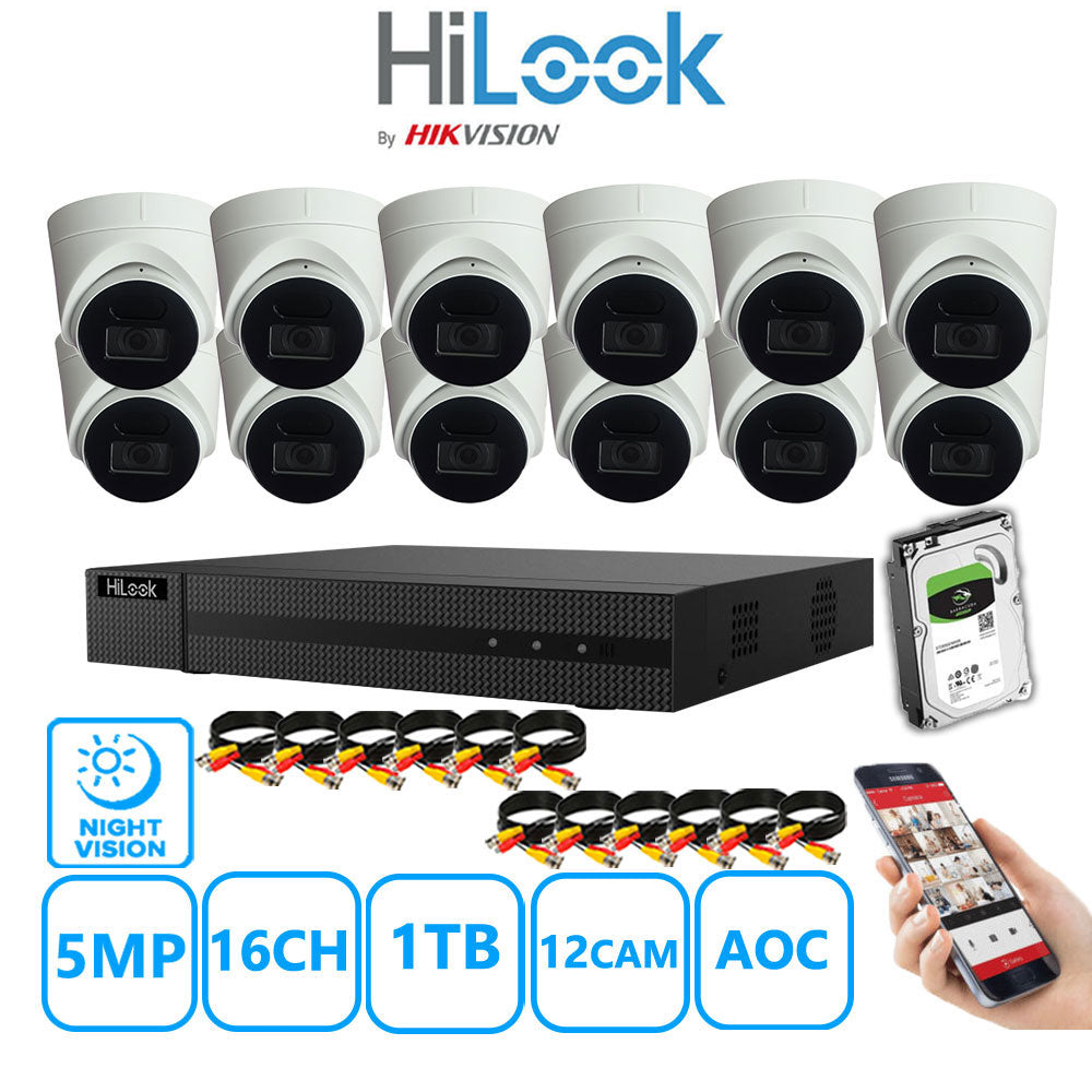 Hilook DVR 16CH and 5MP Hizone IR Night Vision Camera White Full Kit Special Offer