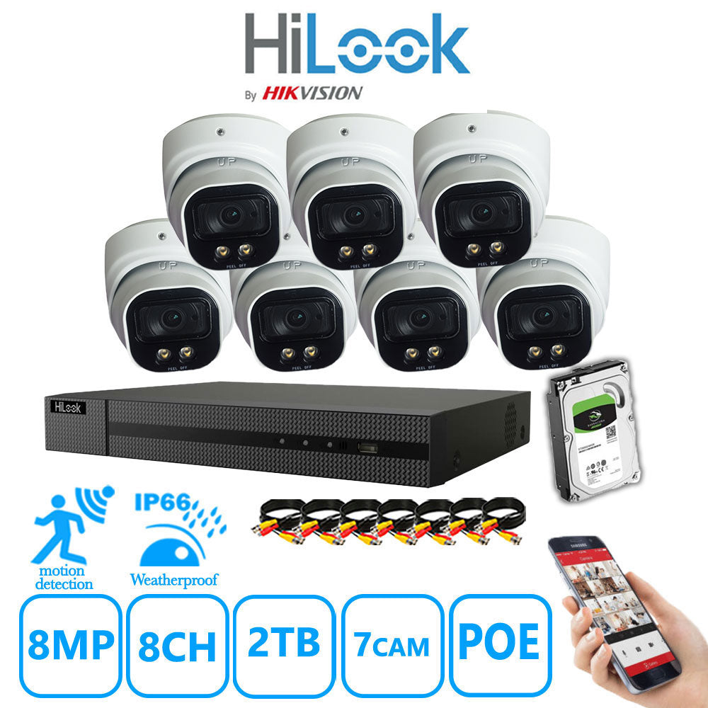 Full IP CCTV System 8MP Kit 8CH Hilook NVR Hizone White Cameras and HDD Special Offer