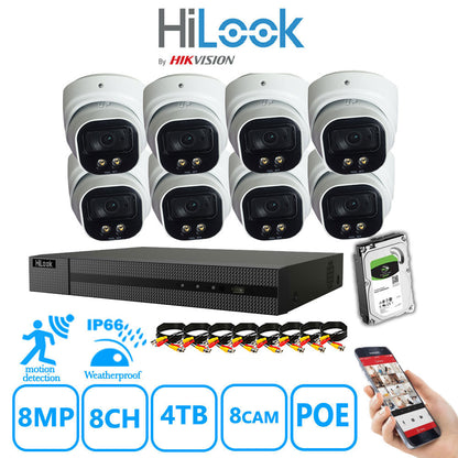 Full IP CCTV System 8MP Kit 8CH Hilook NVR Hizone White Cameras and HDD Special Offer