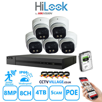 Full IP CCTV System 8MP Kit 8CH Hilook NVR Hizone White Cameras and HDD Special Offer