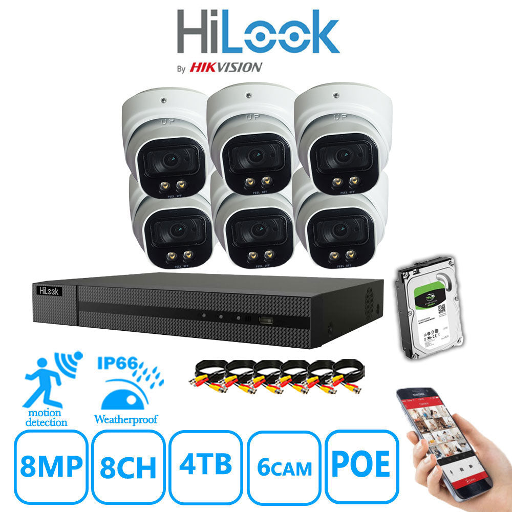 Full IP CCTV System 8MP Kit 8CH Hilook NVR Hizone White Cameras and HDD Special Offer