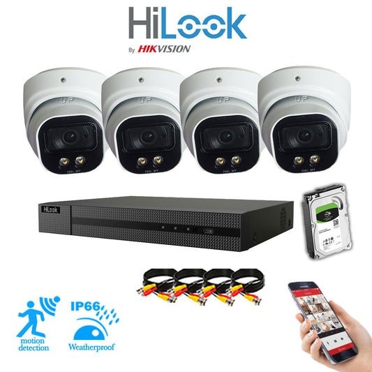 Full IP CCTV System 8MP Kit 4CH Hilook NVR Hizone White Cameras and HDD Special Offer