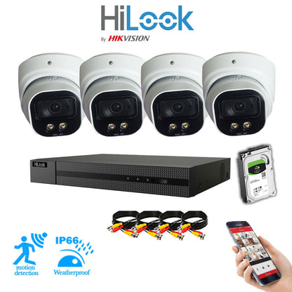 Full IP CCTV System 5MP Kit 4CH Hilook NVR Hizone White Cameras and HDD Special Offer