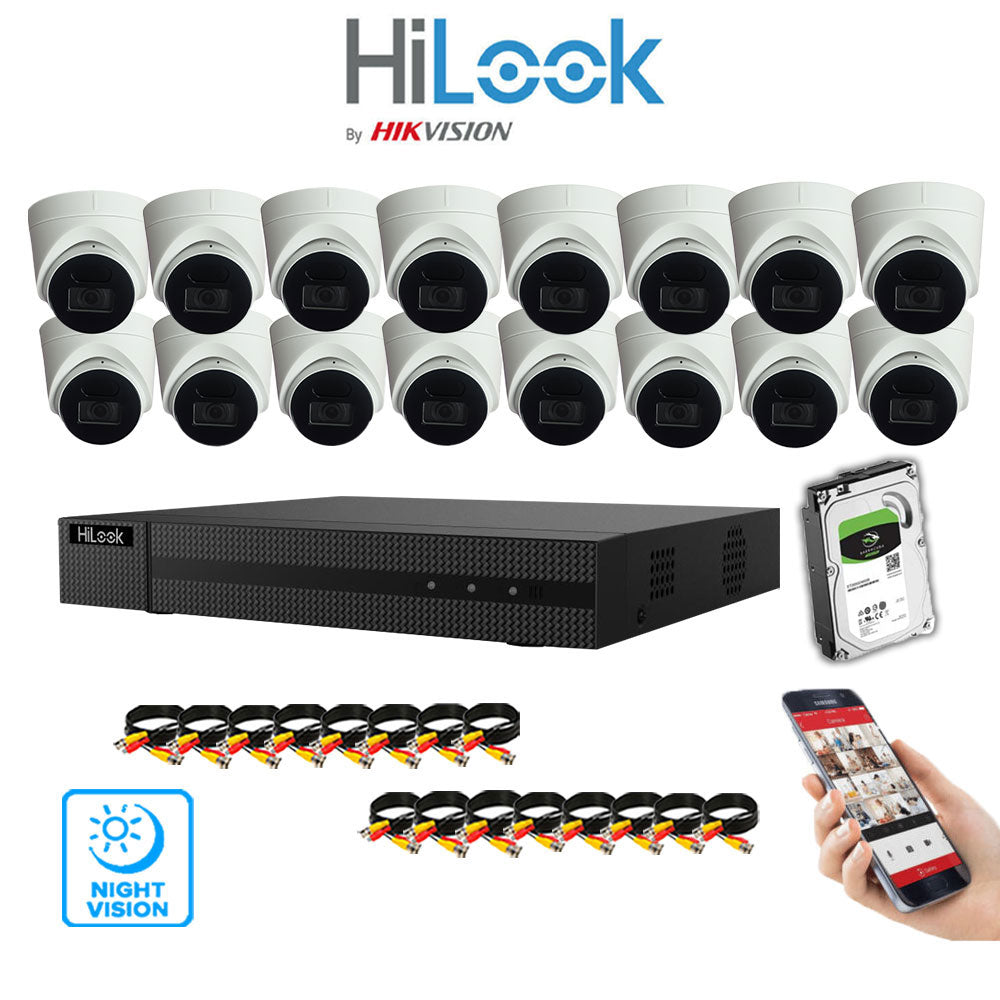 Hilook DVR 16CH and 5MP Hizone IR Night Vision Camera White Full Kit Special Offer