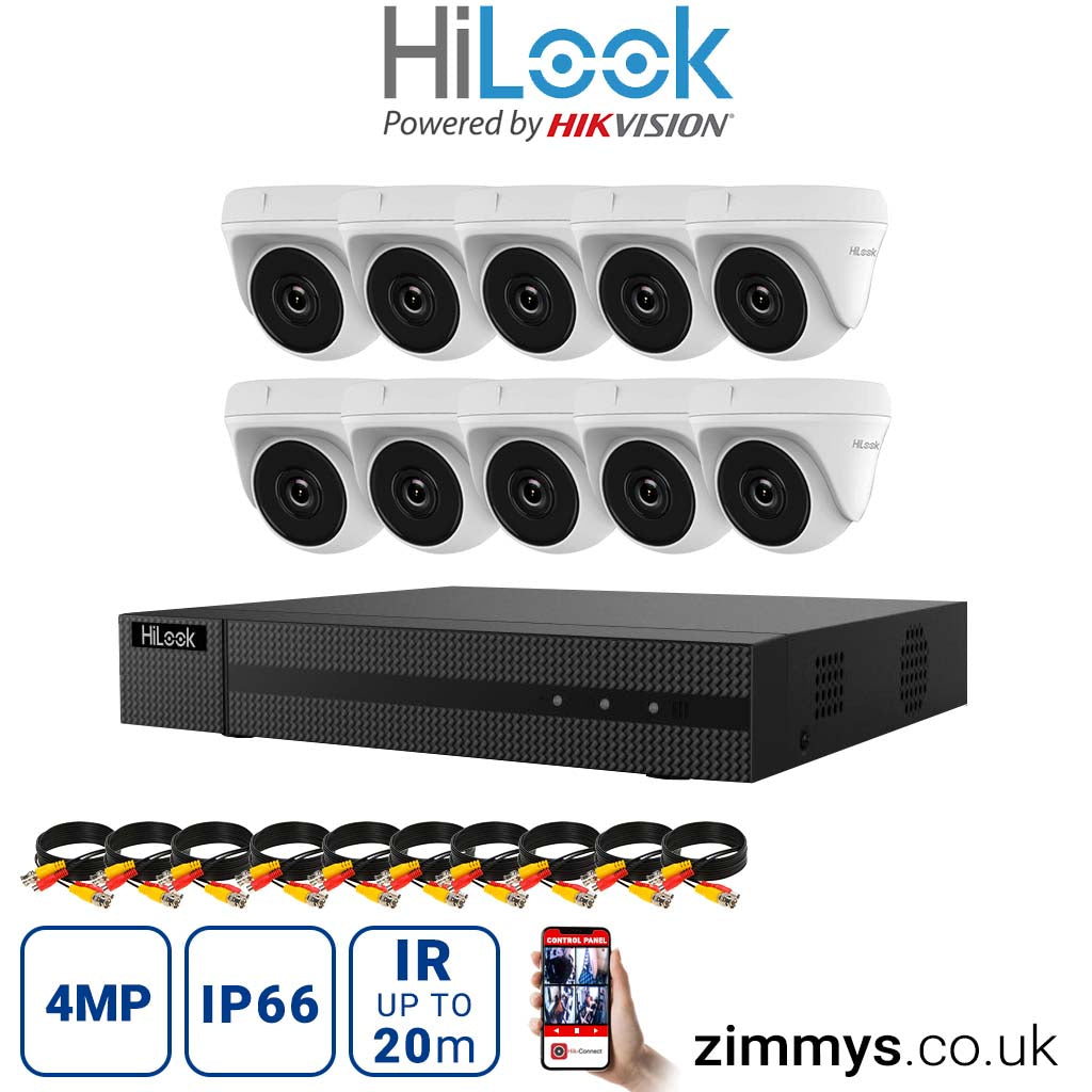 HIKVISION HiLook 4MP CCTV Kit 16 Channel DVR (DVR-216Q-K1) with 10x Turret (THC-T140-M White) Without HDD