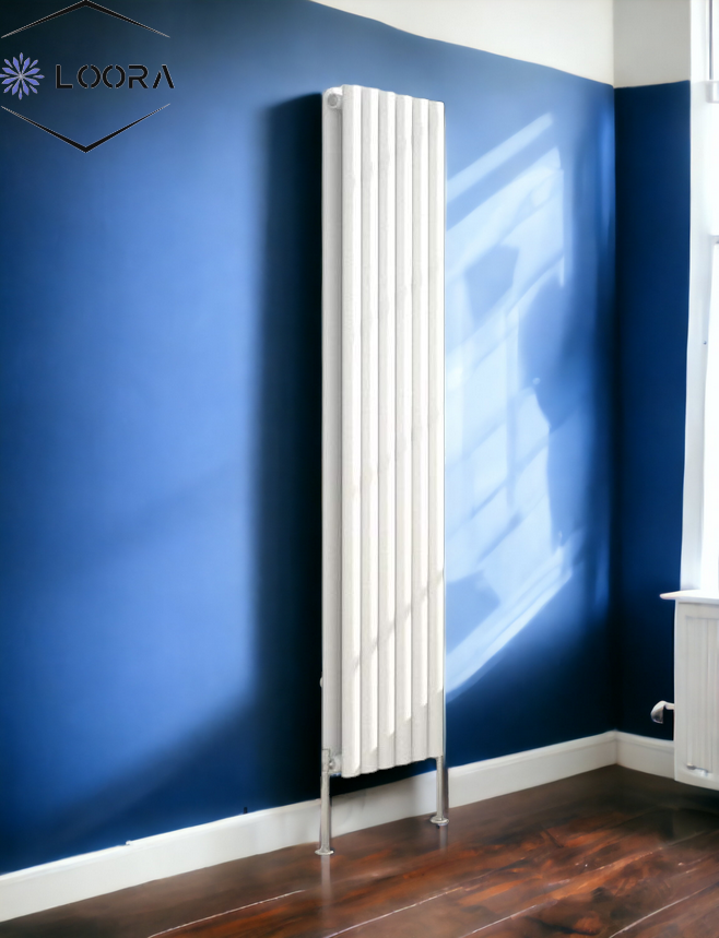 Vertical Designer Oval Column Radiator 1800x354mm Double White